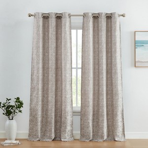 HLC.ME Avalon Jacquard Slub Texture - Privacy Curtains Grommet Lightweight Window Curtains Panels, 2 Panels - 1 of 4