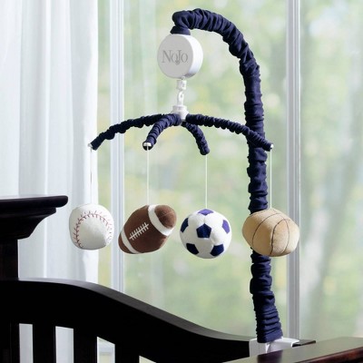 NoJo Play Ball Sports Crib Nursery Musical Mobile - Blue/Brown