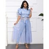 Women's Casual Mesh See Through Shirts Long Dresses with Belt V Neck Button Down Club Party Outfit - 3 of 4