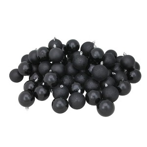 Northlight Shatterproof 4-Finish Christmas Ball Ornaments 2.5" (60mm) - Black - 60ct - 1 of 3
