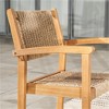 SKRAN Honey Wood Dining Chair, Set of 2 Stackable Chairs with Slatted back wicker strapped back and seat for patio Poolside & Garden, Light Brown - 4 of 4