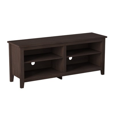 58" Classic Open-Storage TV Stand with Adjustable Shelves, Cord Management, and Textured Wood Grain Laminate for Living Room and Bedroom