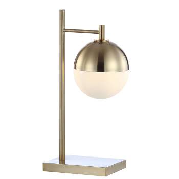 21" Iron and Glass Marcel Art Deco Mid Century Globe Table Lamp (Includes LED Light Bulb) Brass - Jonathan Y