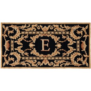 Monogram MON219 Hand Hooked Outdoor Door Mat - Black - 2'6"x4' - Safavieh - 1 of 2