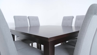 Dark Brown Faux Leather Tufted Parsons Side Chair Set