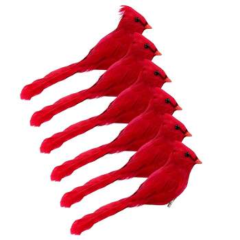 Cornucopia Brands Artificial Red Cardinals, 6pk; Realistic Feathered Decorations for Christmas and Crafts