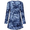 Women's Plus Size Long Sleeve V Neck Tunic Tops Pleated Flowy Tee Shirt Causal Loose Blouse, Navy Tie Die, 2XL - 3 of 4