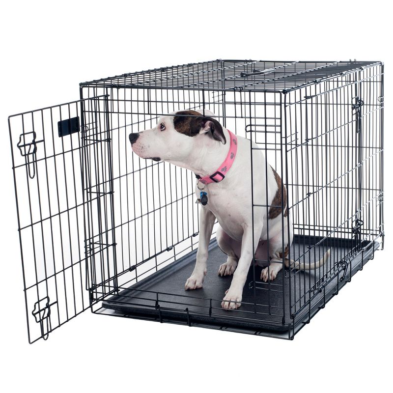Pet Adobe Large 2-Door Foldable Metal Dog Crate - Pet Cage with Divider Panel - 36" x 23", 1 of 6