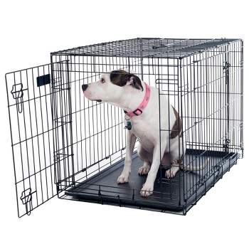 Pet Adobe Large 2-Door Foldable Metal Dog Crate - Pet Cage with Divider Panel - 36" x 23"