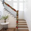 6FT Christmas Garland,Artificial Christmas Garland with Pine Cones Poinsettia,Cordless Xmas Garland for Fireplace Mantle Stairecase - 2 of 4