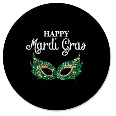 Big Dot of Happiness Mardi Gras - Masquerade Party Circle Sticker Labels - 24 Count