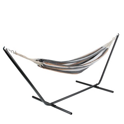 Northlight 73" x 58.5" Striped Double Brazilian Hammock - Brown/White