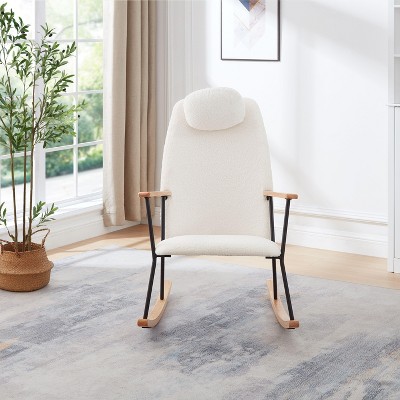NicBex Accent Chair Rocking Chair with Adjustable Headrest Pillow Upholstered Glider Rocker Comfy Chair for Living Room, Bedroom
