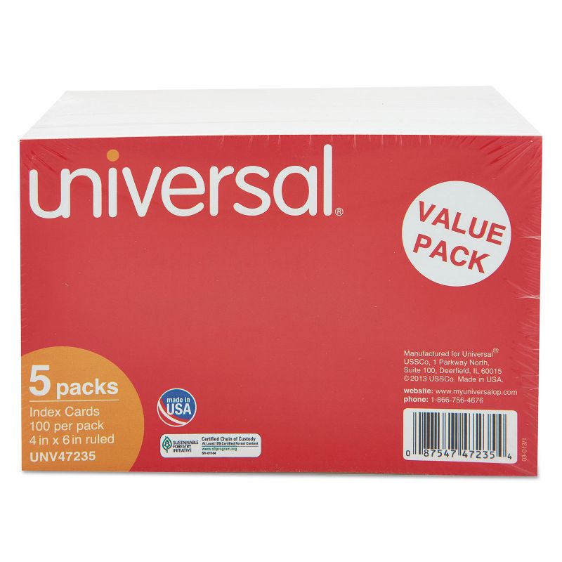 UNIVERSAL Ruled Index Cards 4 x 6 White 500/Pack 47235, 1 of 7