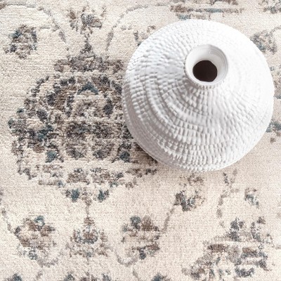 Clarissa Gray and Beige Rectangular Synthetic Oriental Rug