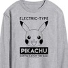 Men's - Pokémon - Pikachu Electric Type Long Sleeve Graphic T-Shirt - 2 of 4