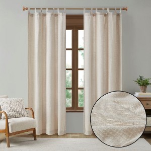 MAYEERTY Faux Linen Tab Top Fleece Lined Curtain Panel(Only 1 Pc Panel) - 1 of 4