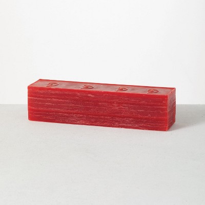 Vance Kitira 12.25" Layered Brick Candle, Red