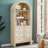 70" Modern Arched Wood Storage Cabinet, Accent Sideboard Cabinet with Shelves and 3 Drawers for Living Room, Bedroom or Kitchen – Cuddlewood - 3 of 4