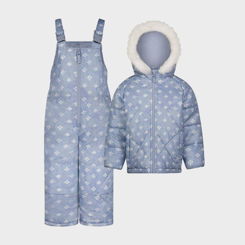 OshKosh B'gosh ® Toddler Girls' Floral Snow Bib and Jacket Set - Blue, 1 of 8