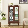 Syemin Decorative Storage Cabinets Curio Cabinet, Curio Diapaly Cabinet with Adjustable Shelves, Freestanding Linen Cabinet, Brown, 26"*11.75"*43.5" - 4 of 4