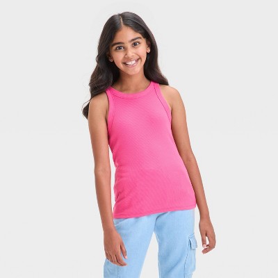 Girls' Ribbed Tank Top - Cat & Jack™ Dark Pink M