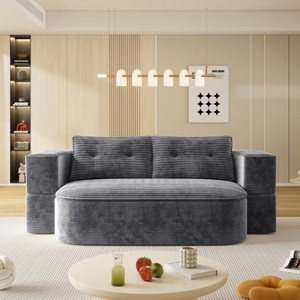 MYINDA 78.7 " 2-in-1 Foldable Sofa, Corduroy Sofa, Convertible Floor Sofa Bed, with Multi Functional Blanket,Suitable for Living Rooms, Offices - 1 of 4