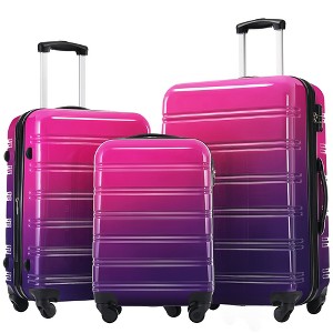 YONWAY Hardside Luggage Sets, 3 Piece Gradient Color Expandable Suitcase, with Spinner Wheels and TSA Lock, Lightweight 20" 24" 28" - 1 of 4
