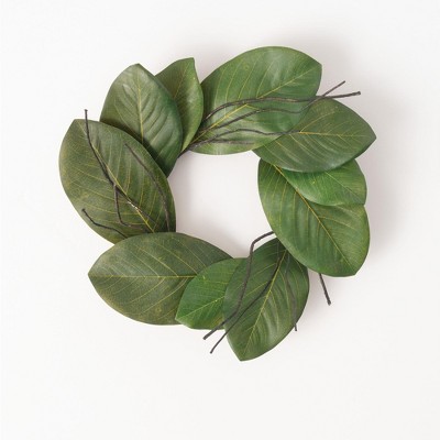 Sullivans Artificial Magnolia Leaf Accent Wreath 18"H Green