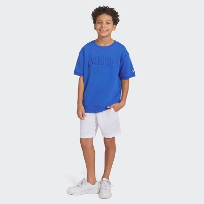 Champion Boys' Oversized Logo French Terry Crewneck Shirt - Blue M — фото 2