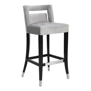 TOV Furniture Hart 26" Transitional Velvet Upholstered Counter Stool in Gray - 1 of 4