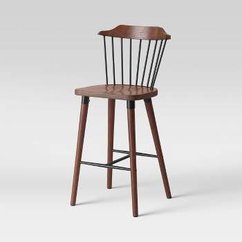 Delway Curved Back Mixed Material Counter Height Barstool Walnut - Threshold™