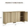 Coffee Bar Cabinet with Fluted Doors, Farmhouse Sideboard Buffet with Adjustable Shelves, 61" Wide - 2 of 4
