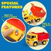 Joyfy 4 Pack Friction Powered City Vehicles - Garbage Truck, Fire Engine, Boom Lift and Construction Dump Truck, Truck Toys for 3 4 5 6 Year Old Boys - 3 of 4