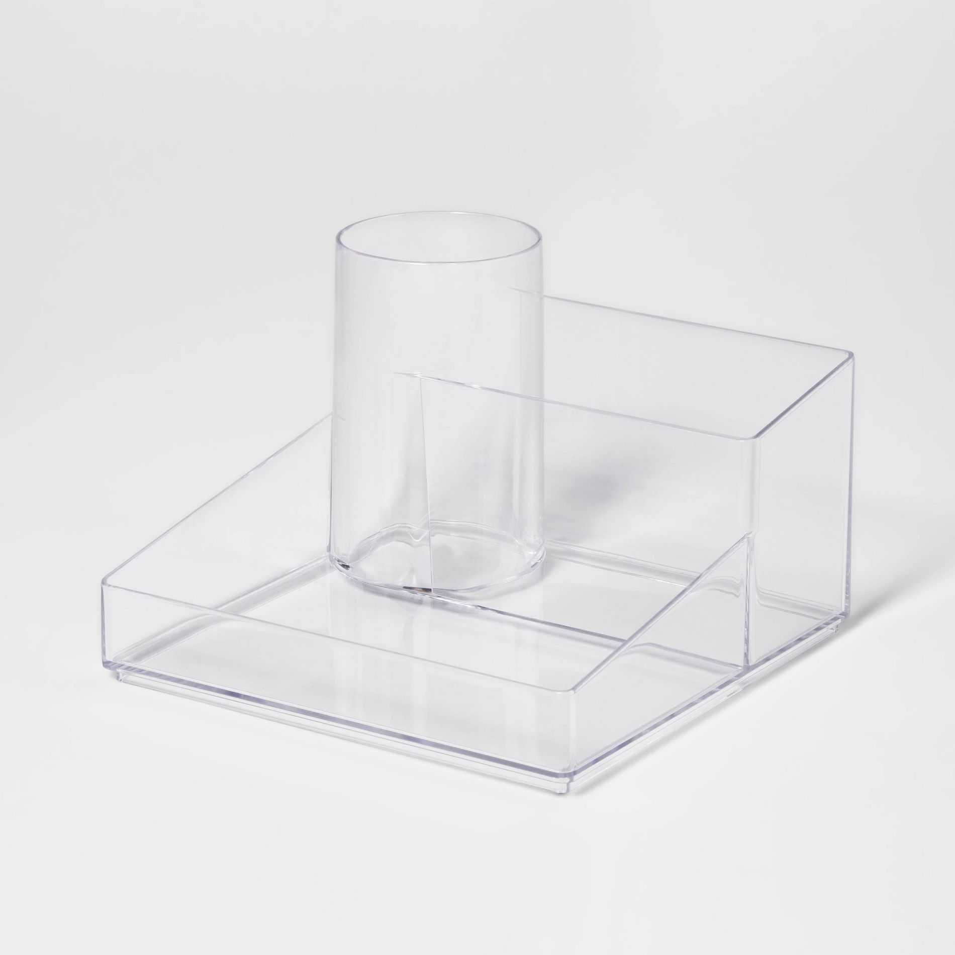 Bathroom Plastic Hair Accessory Organizer Clear - Brightroom™: Countertop Vanity Storage Tray, 8"x8"x5.3"