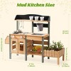 ROBOTIME Play Food And Toy Kitchen Set, Wooden Pretend Play Kitchen with Plant Growing Box, Sink, Gift for Girls Boys, Brown, 14.9"*47.6"*36.22" - 3 of 4