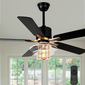 Bella Depot 52" Modern Ceiling Fan with Light Kit and Remote Glass Cage Ceiling Fan - 1 of 4