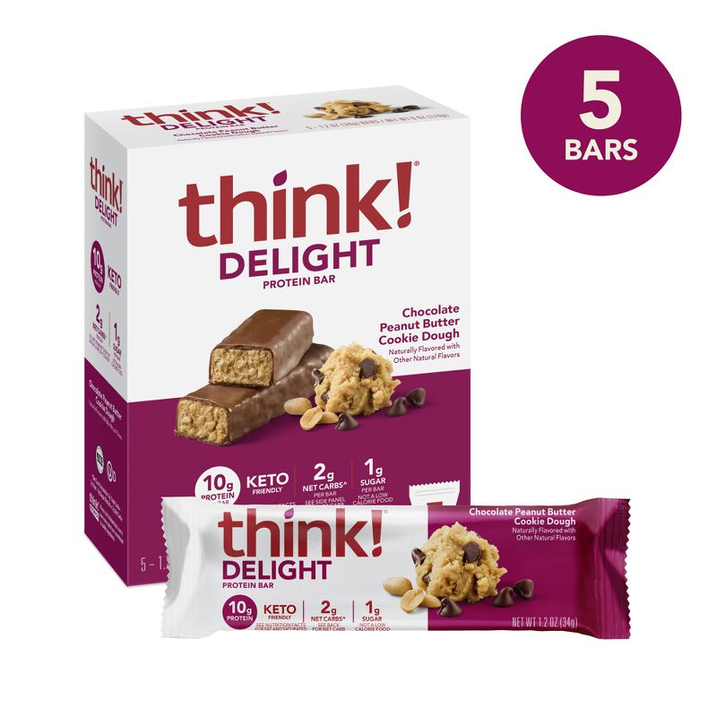 think! Keto Chocolate Peanut Butter Cookie Dough Bars - 5Pk, 3 of 15