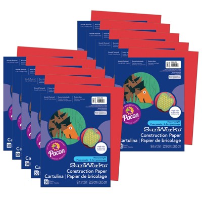 Prang® Construction Paper, Holiday Red, 9" x 12", 50 Sheets Per Pack, 10 Packs
