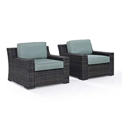 Beaufort Mist and Brown 2-Piece Outdoor Wicker Chair Set