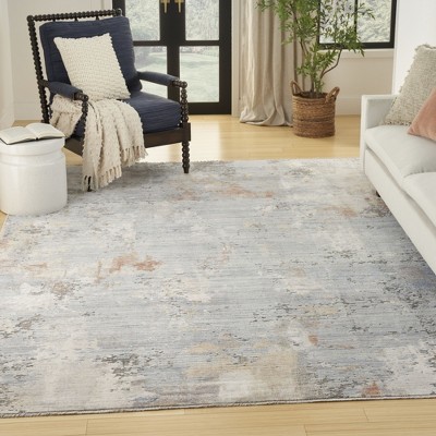 Handmade Grey Blue Abstract Wool Synthetic 8' x 10' Rug