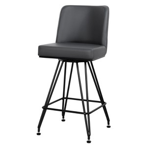 Bekrvio 26" Swivel Counter Height Bar Stools Set of 1/2/3/4, Faux Leather or Velvet Upholstered with V-Shaped Metal Base for Kitchen Island - 1 of 4