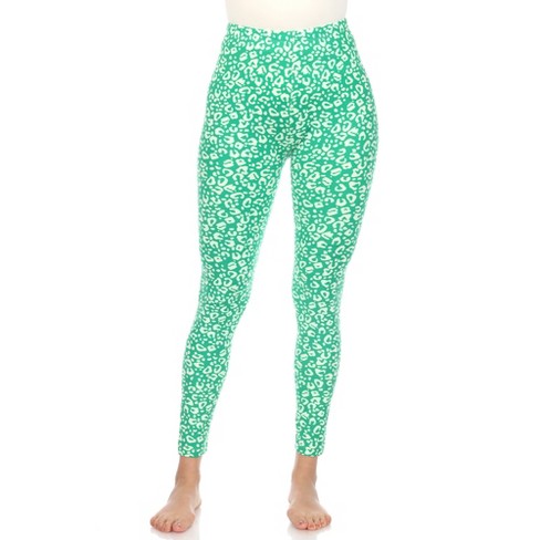 Women's Super Soft Leopard Printed Leggings Green One Size Fits Most Missy  - White Mark : Target