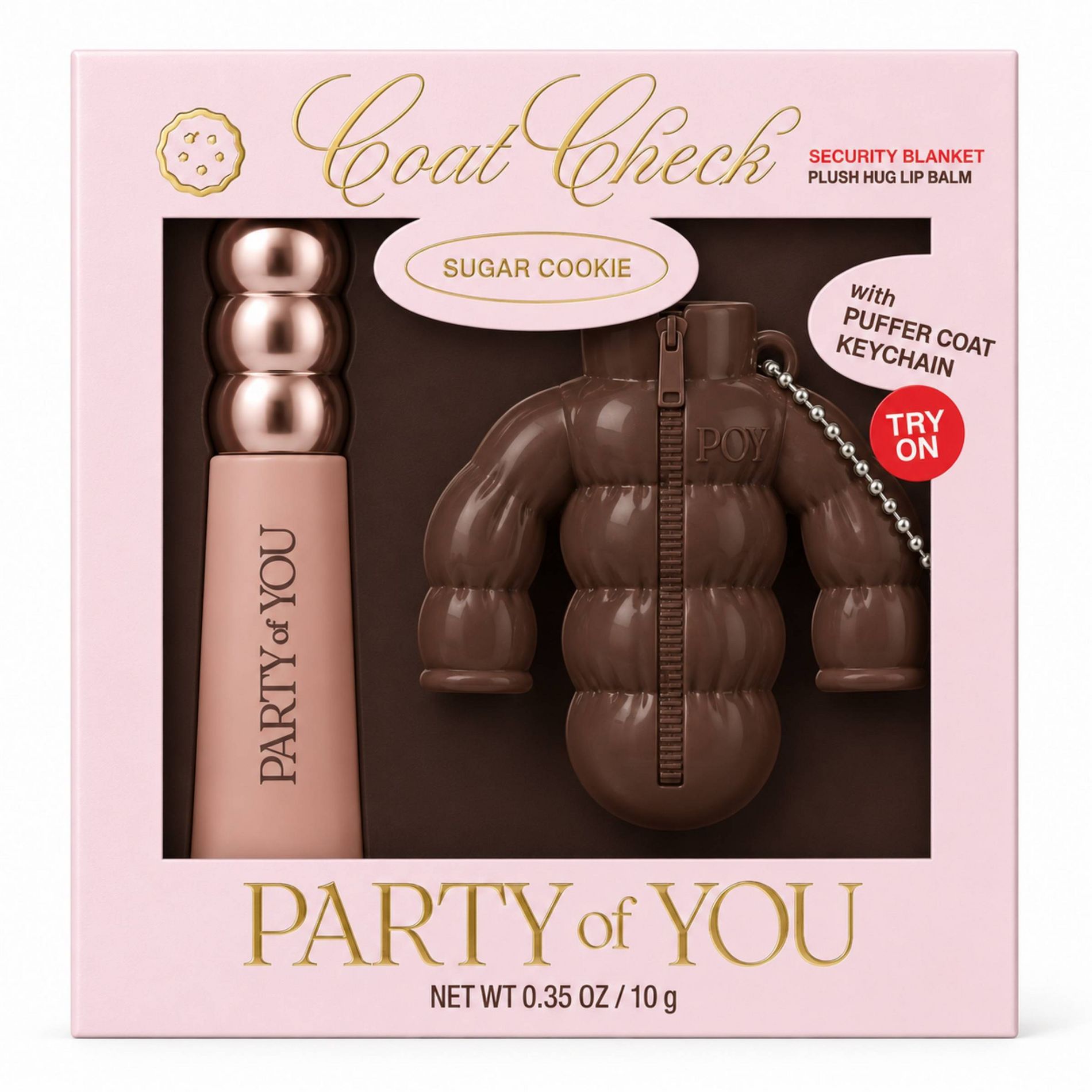 Party of You Security Blanket Lip Balm & Puffer Coat Key Chain - Sugar Cookie - 0.35oz