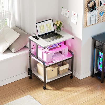 Aheaplus 30.3'' H x 23.6'' W Printer Stand with Charging Station And Wheels