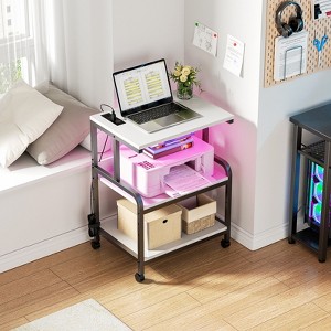 Aheaplus 30.3'' H x 23.6'' W Printer Stand with Charging Station And Wheels - 1 of 4