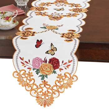 Collections Etc Embroidered Butterfly Flowers Table Linens