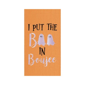 C&F Home Boo In Boujee Ghost Embroidered Cotton Halloween Waffle Weave Kitchen Towel - 1 of 4