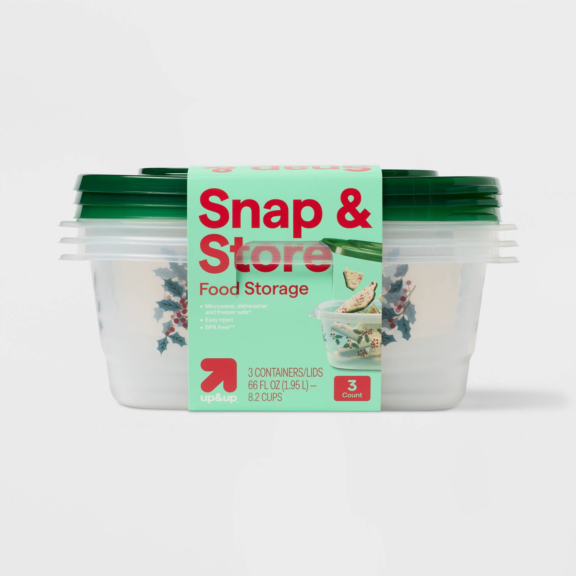 Holiday Large Rectangle Food Storage Container - 66oz/3ct - up&up™