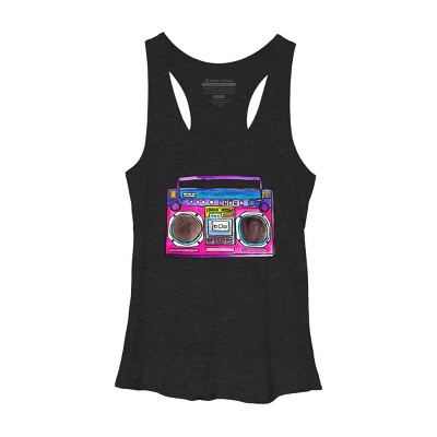 Women's Design By Humans Cartoon Old School Boombox By staceyroman Racerback Tank Top
